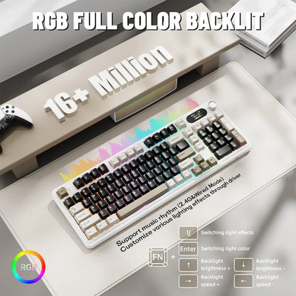 ATTACK SHARK X98 Pro Wireless Mechanical Keyboard with Screen & Knob, Tri-mode Gasket Hot Swappable RGB  Keyboard, Web Driver