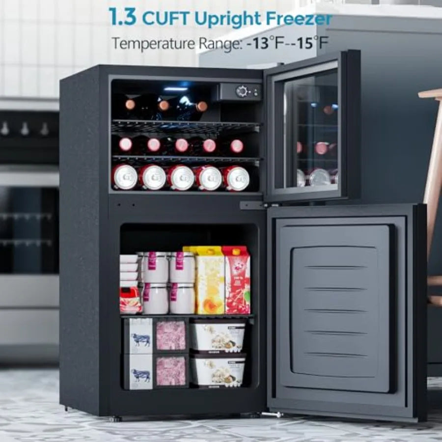 2.6 cu.ft glass-door mini fridge with freezer, reversible design
