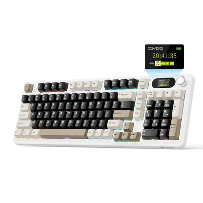 ATTACK SHARK X98 Pro Wireless Mechanical Keyboard with Screen & Knob, Tri-mode Gasket Hot Swappable RGB  Keyboard, Web Driver