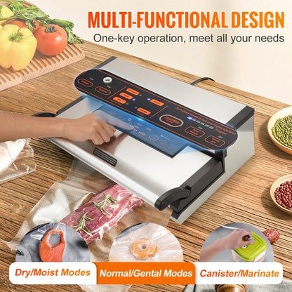Vacuum Sealer Machine, Multifunction Automatic Food Packaging with Bag Roll Storage