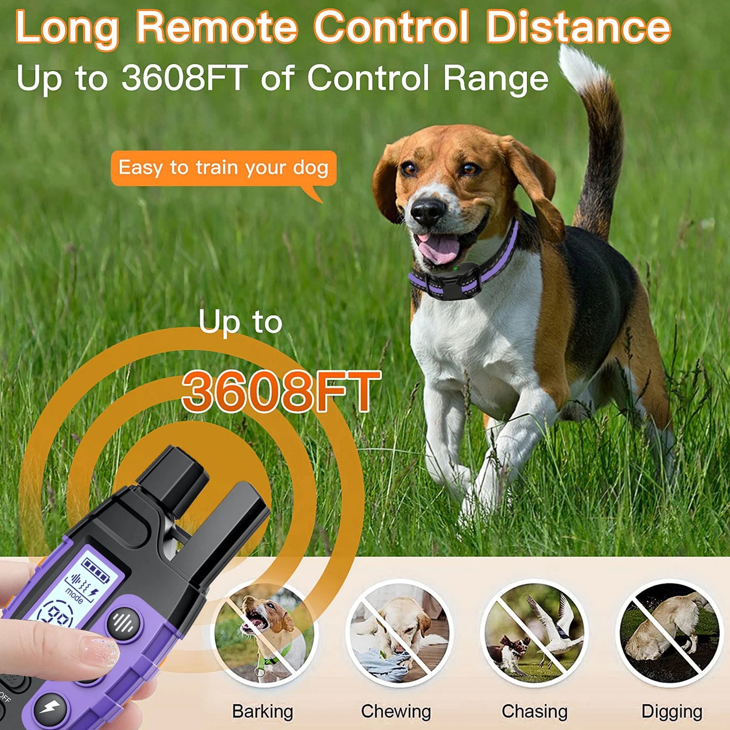 3300Ft Waterproof Dog Training Collar with Remote Control for Pet Behavior
