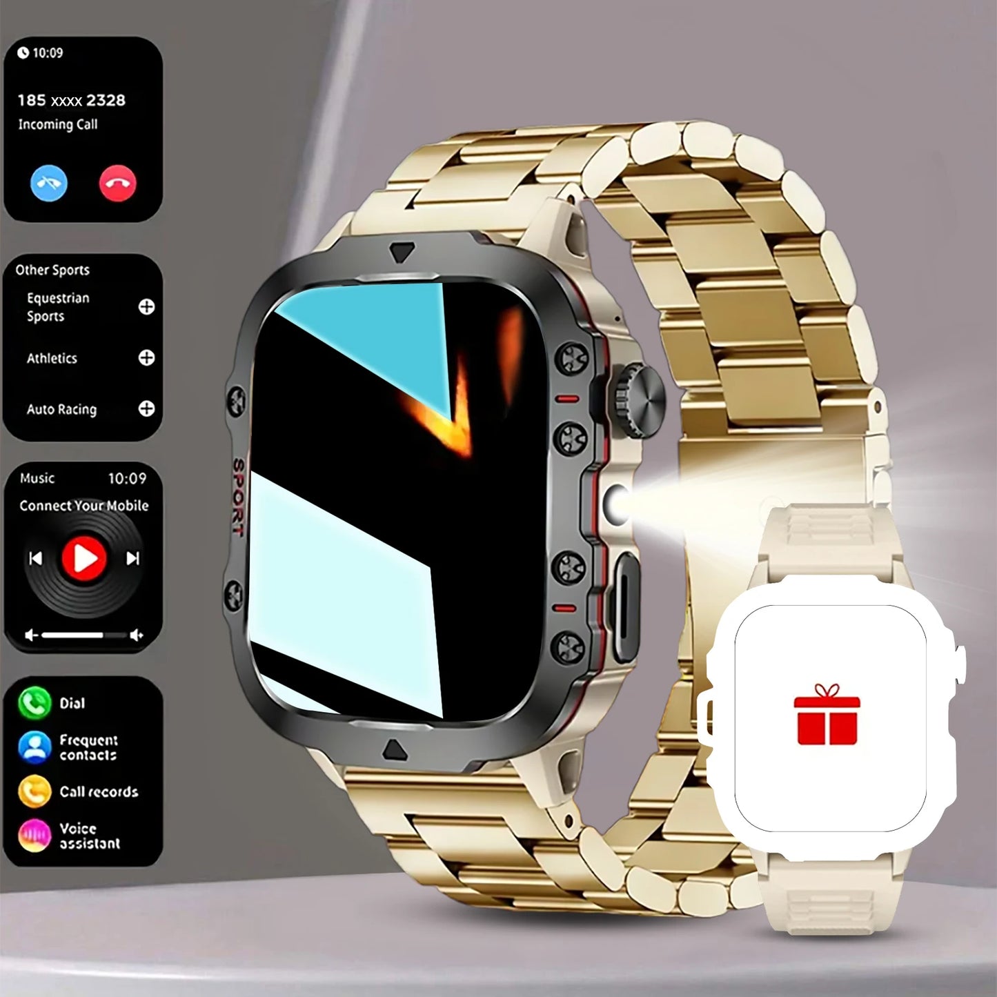2025 Men's Smart Watch with Wireless Calling, and Dual Straps (Stainless Steel+Silicone),
