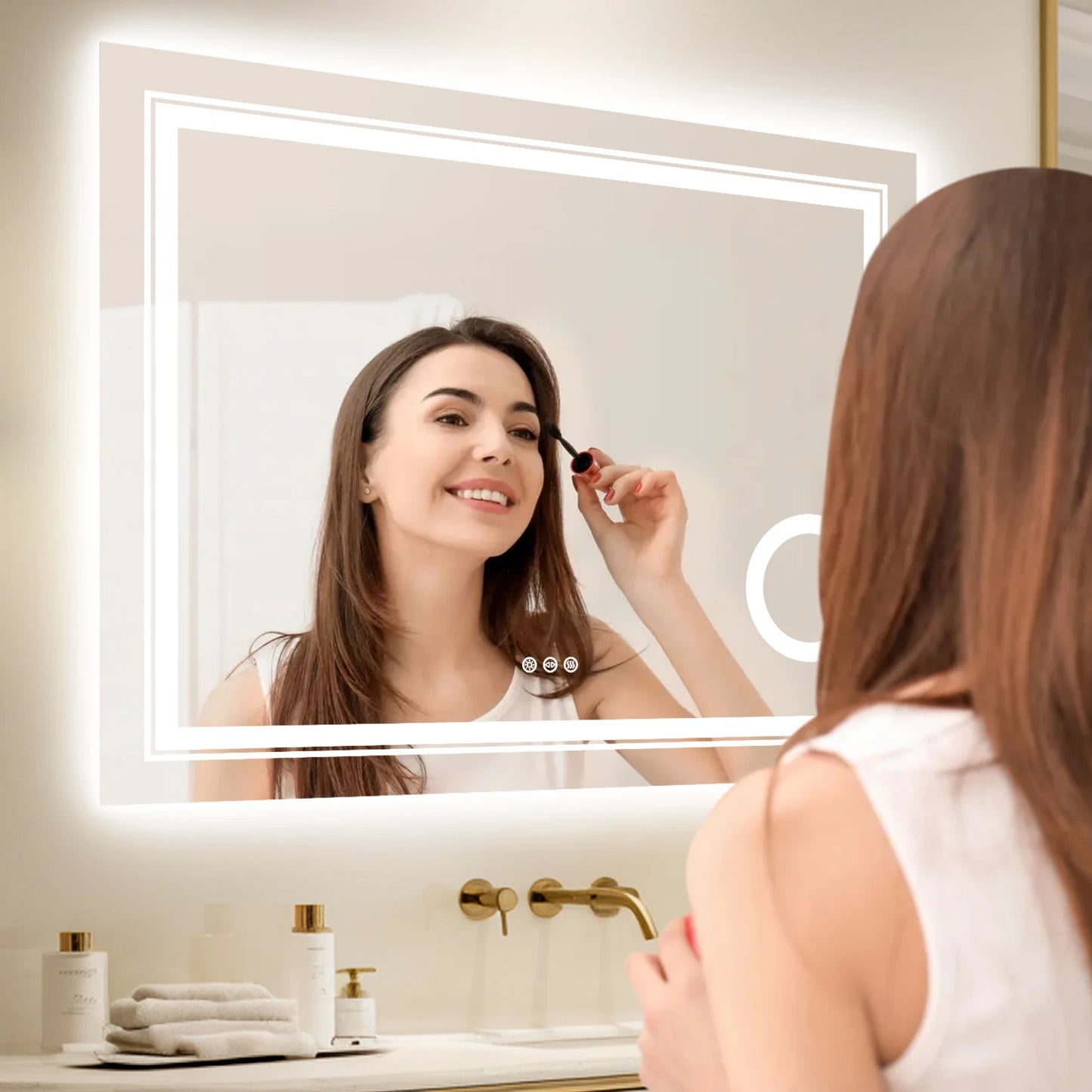 LED Lighted Wall Mounted Smart Anti-Fog Bathroom Mirror