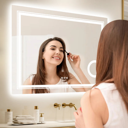 LED Lighted Wall Mounted Smart Anti-Fog Bathroom Mirror