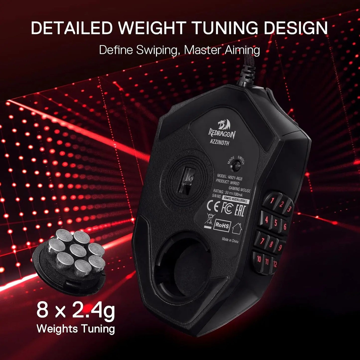 M921 MMO Gaming Mouse with 18 Programmable Buttons