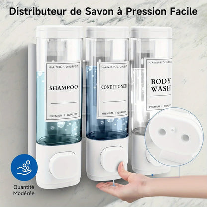 Wall-mounted, 3-in-1 Shampoo and Conditioner Dispenser,