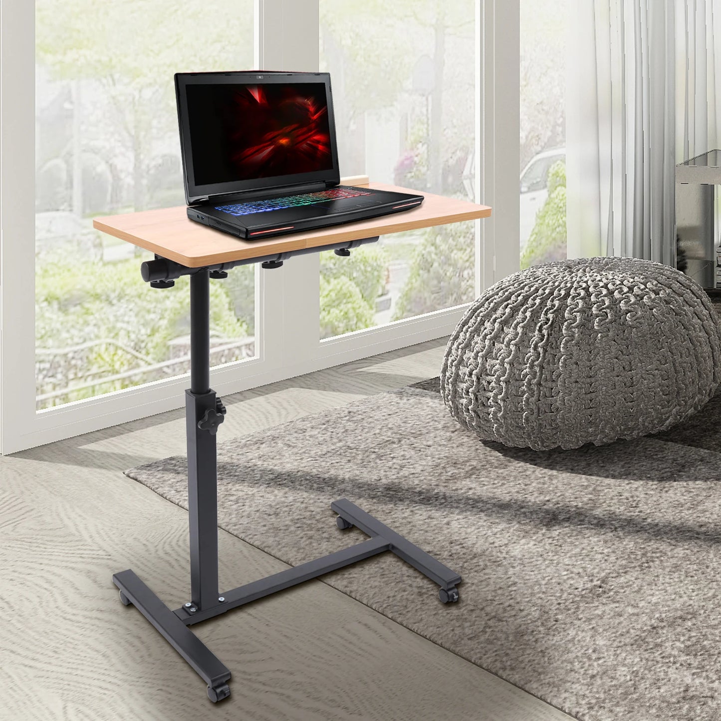 Adjustable 360 Rotating Desk/Tabletop Mobile Stand, Home Office Tray, Rolling Study Table, Computer Workstation