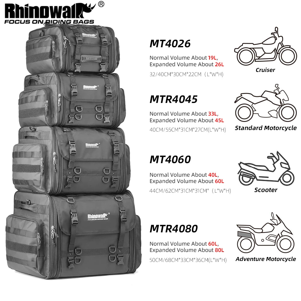 Motorcycle Travel Luggage Bag Waterproof 19L-80L Expandable Big Capacity Motor Tail/Trunk/Rack Bag For Most motorcycle