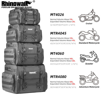 Motorcycle Travel Luggage Bag Waterproof 19L-80L Expandable Big Capacity Motor Tail/Trunk/Rack Bag For Most motorcycle