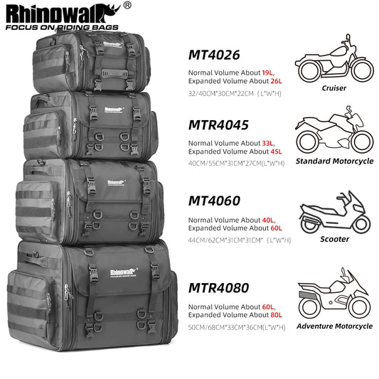 Motorcycle Travel Luggage Bag Waterproof 19L-80L Expandable Big Capacity Motor Tail/Trunk/Rack Bag For Most motorcycle