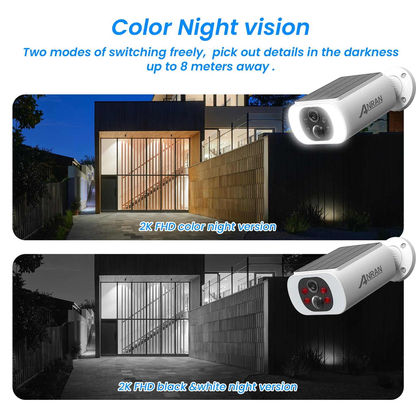 Night Vision Security Cameras Set 2.4G Wireless WIFI Camera Solar Power Built-in Battery Night Vision