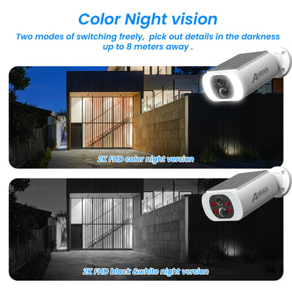 Night Vision Security Cameras Set 2.4G Wireless WIFI Camera Solar Power Built-in Battery Night Vision