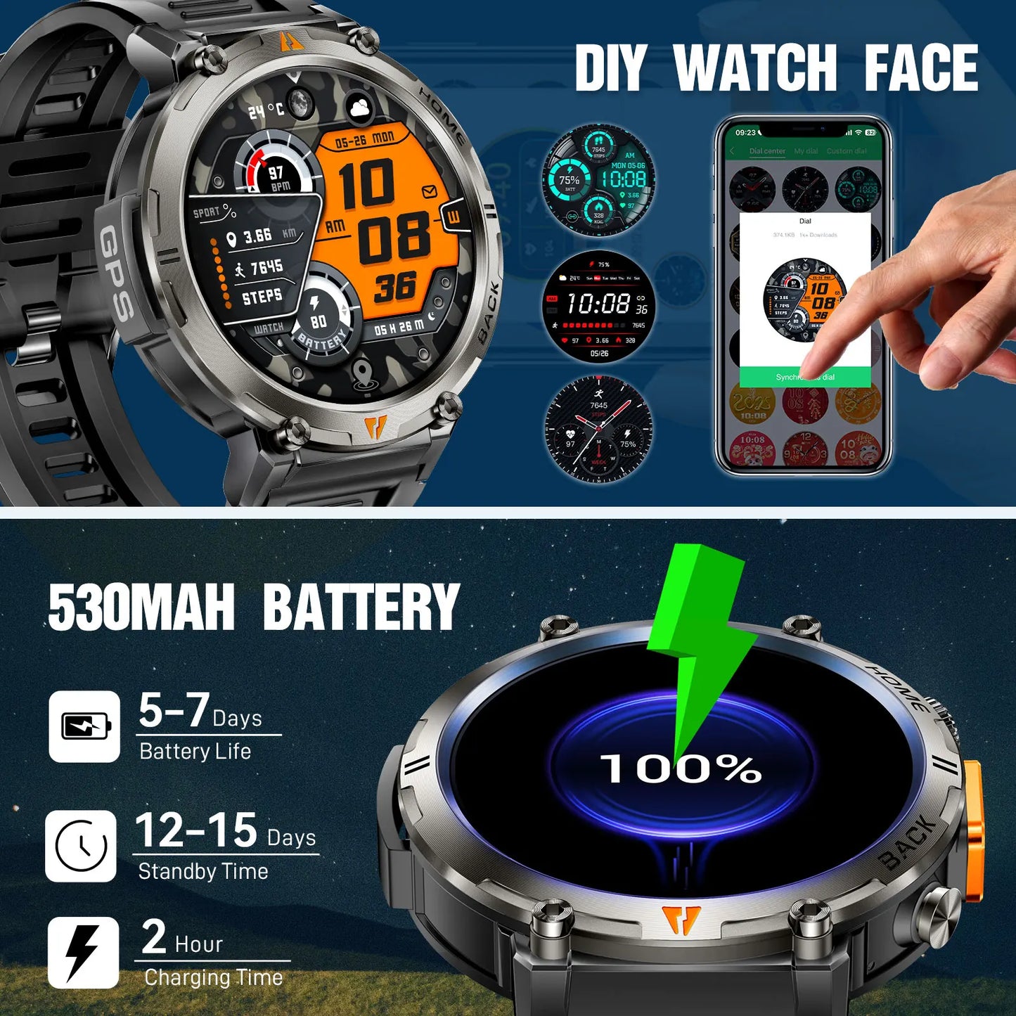 KE3 2025 New Bluetooth smartwatch With Flashlight