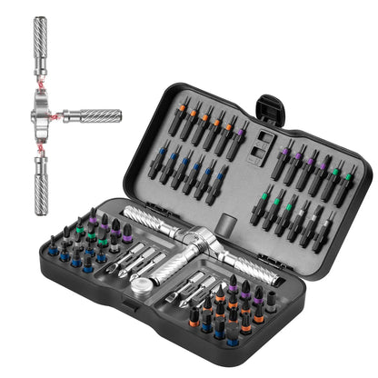 VMAN 66in1 Multifunction Ratchet Screwdriver Set Multi Magnetic Bits Mini Repair Tool Kit Household Tool For PC & Desk Etc.