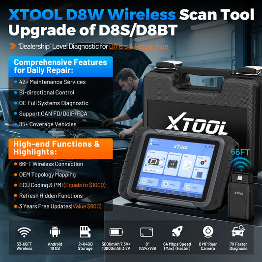 D8W Bluetooth Bi-directional Car Diagnostic Tool/key scanner/programmer