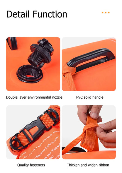 Inflatable Swimming Buoy Waterproof with 28L Storage Dry Bag