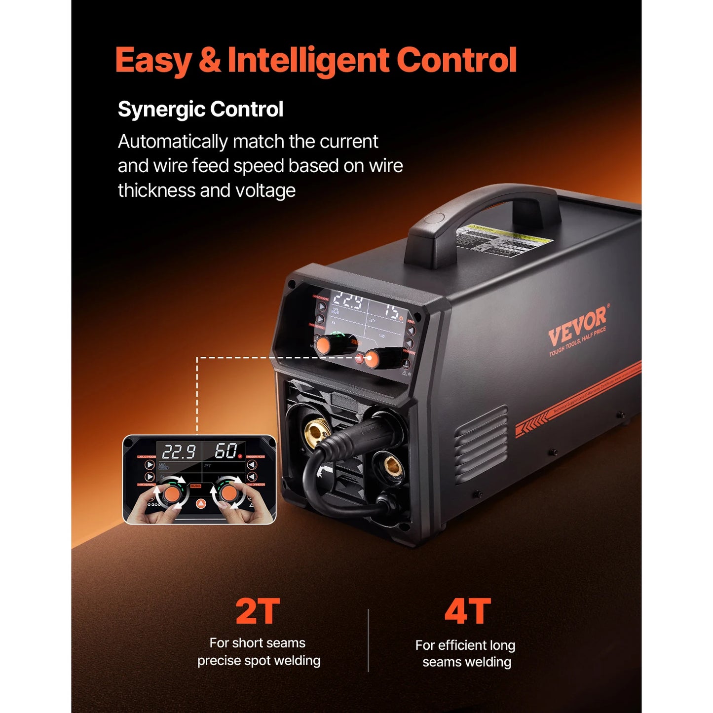 5-in-1 200Amp Plus Mig Welding Machine Gas,Flux Core MIG/Stick/Lift TIG/AU TIG with LCD Screen Display