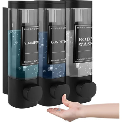 Wall-mounted, 3-in-1 Shampoo and Conditioner Dispenser,