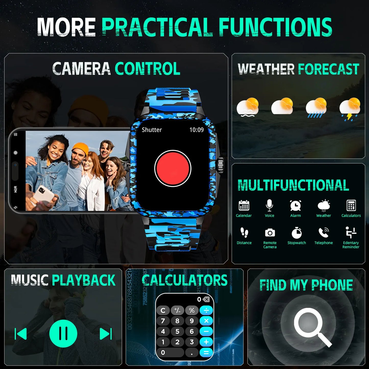 Waterproof Smart Watch Fitness Tracker Bluetooth Calling