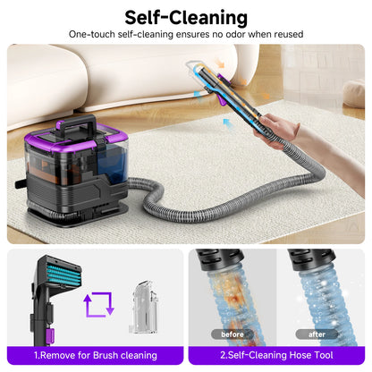 Honki 530W Carpet Cleaner Machine 20KPa Strong Suction Handheld Multifunctional Cleaner for Pet Hair Upholstery Sofa Mat Bed Self-cleaning Energy-saving Portable Wet and Dry Deep Cleaning Appliances