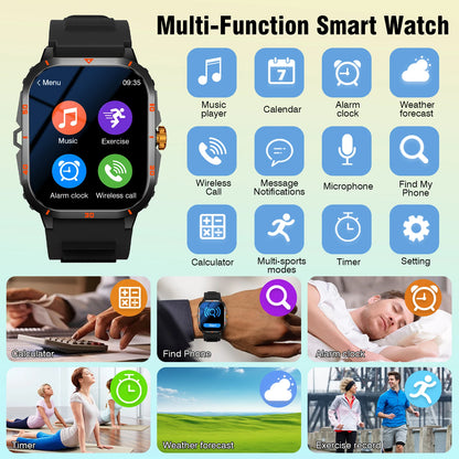 2025 Men's Smart Watch with Wireless Calling, and Dual Straps (Stainless Steel+Silicone),