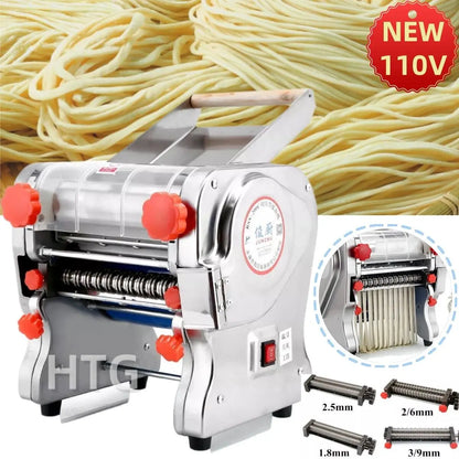 Electric Pasta Maker, Dumpling Skin Roller, Full Stainless Steel Dual Knife Noodle Maker