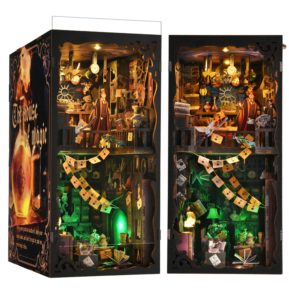 Book Nook Kit Magic House DIY Wooden Puzzle Bookshelf Home Decoration Gifts