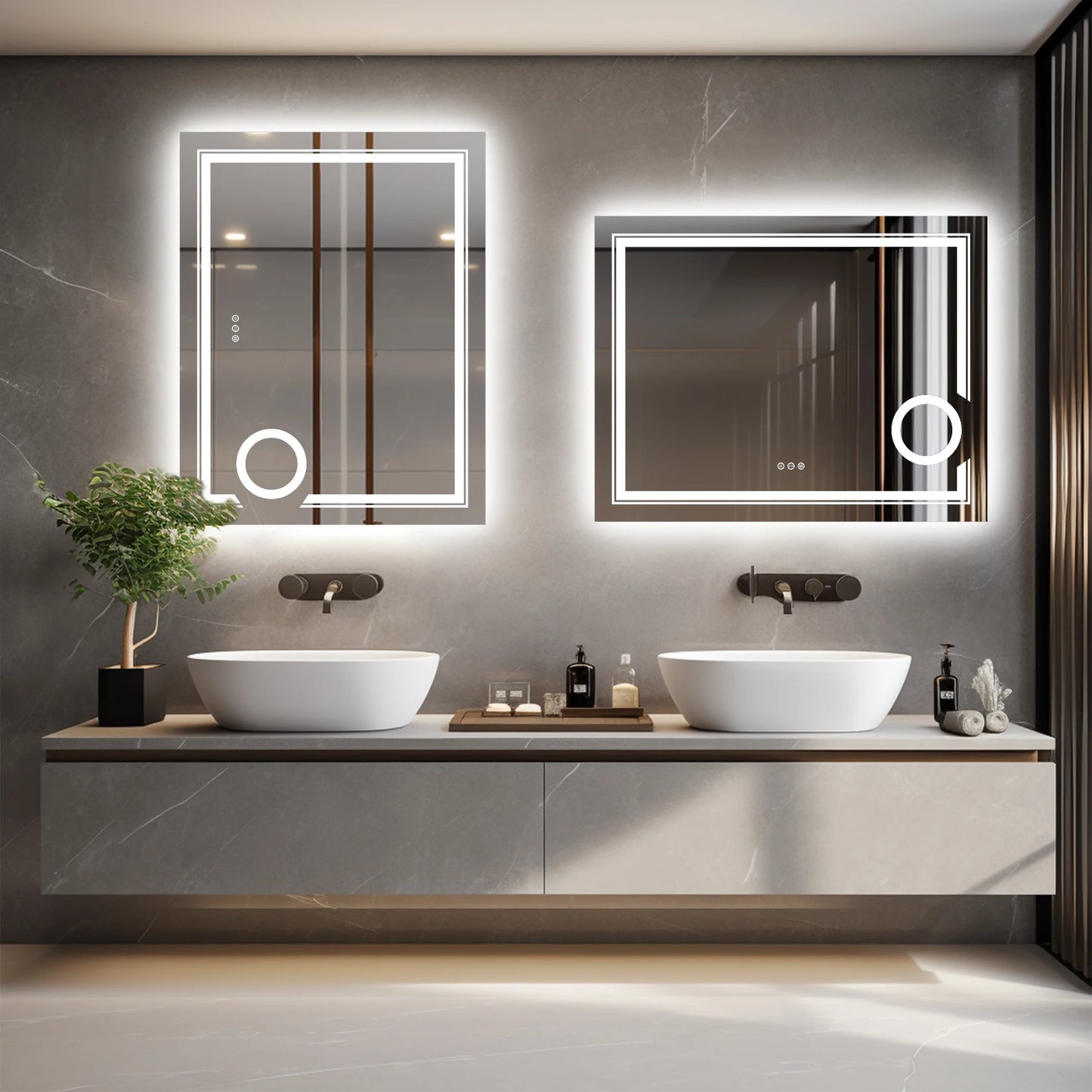 LED Lighted Wall Mounted Smart Anti-Fog Bathroom Mirror
