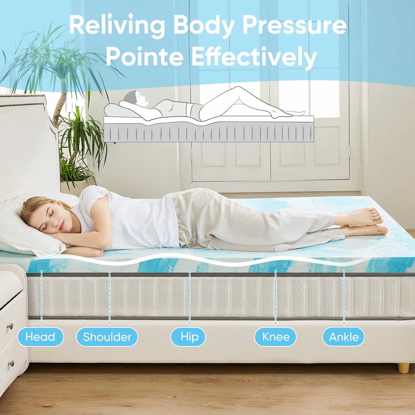 3 Inch Gel Memory Foam Mattress Topper Full Size Cooling Mattress