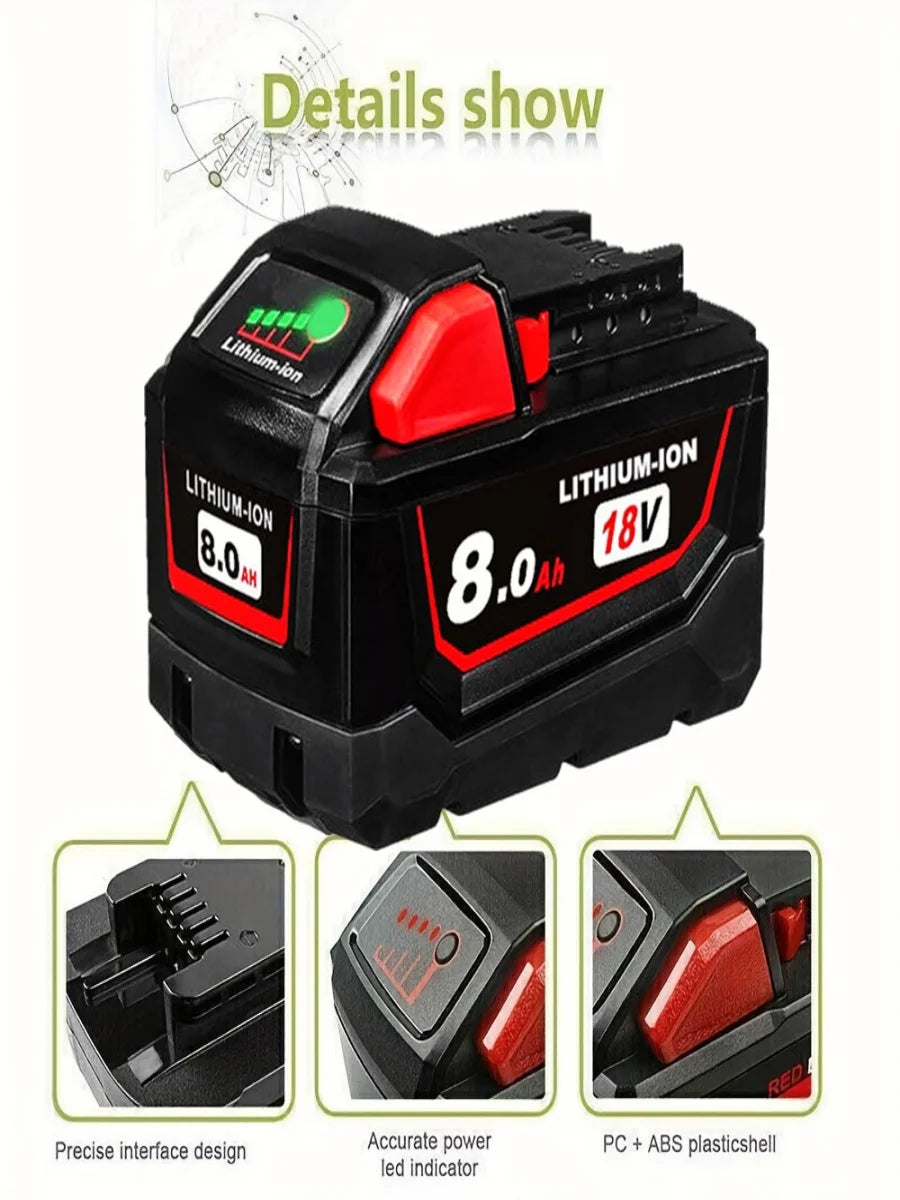 18V 8.0Ah battery replacement compatible with high-quality Milwaukee M18 8000Ah cordless power tools