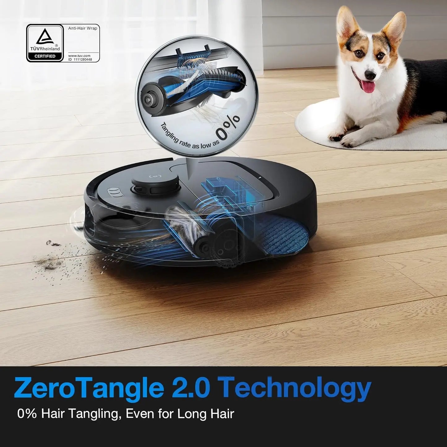 Self-Emptying Robot Vacuum and Mop, Tangle-Free for Pet Hair, Smart Mapping