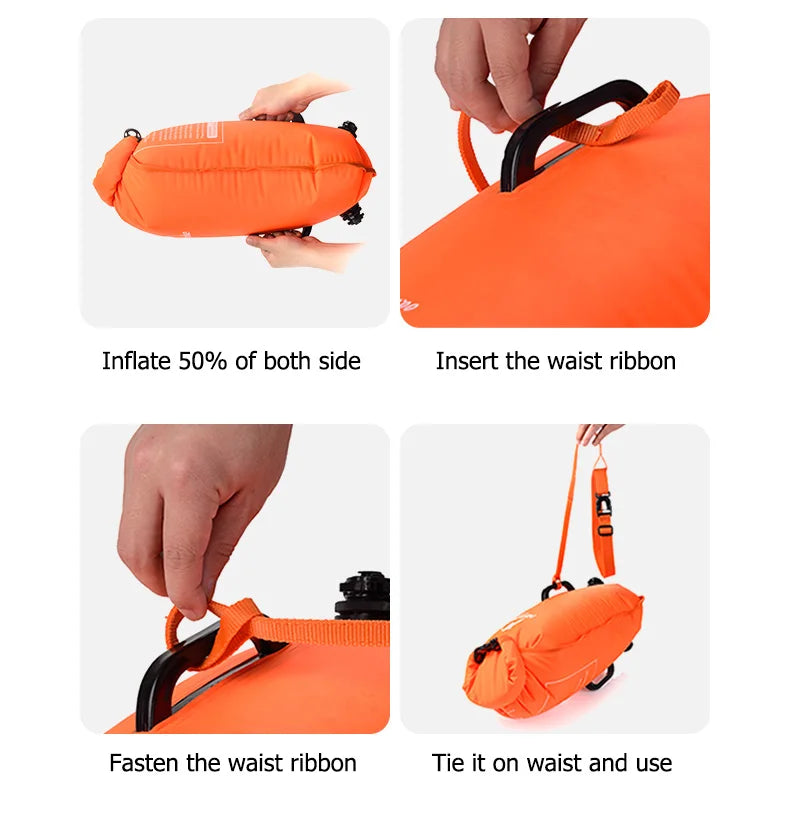 Inflatable Swimming Buoy Waterproof with 28L Storage Dry Bag