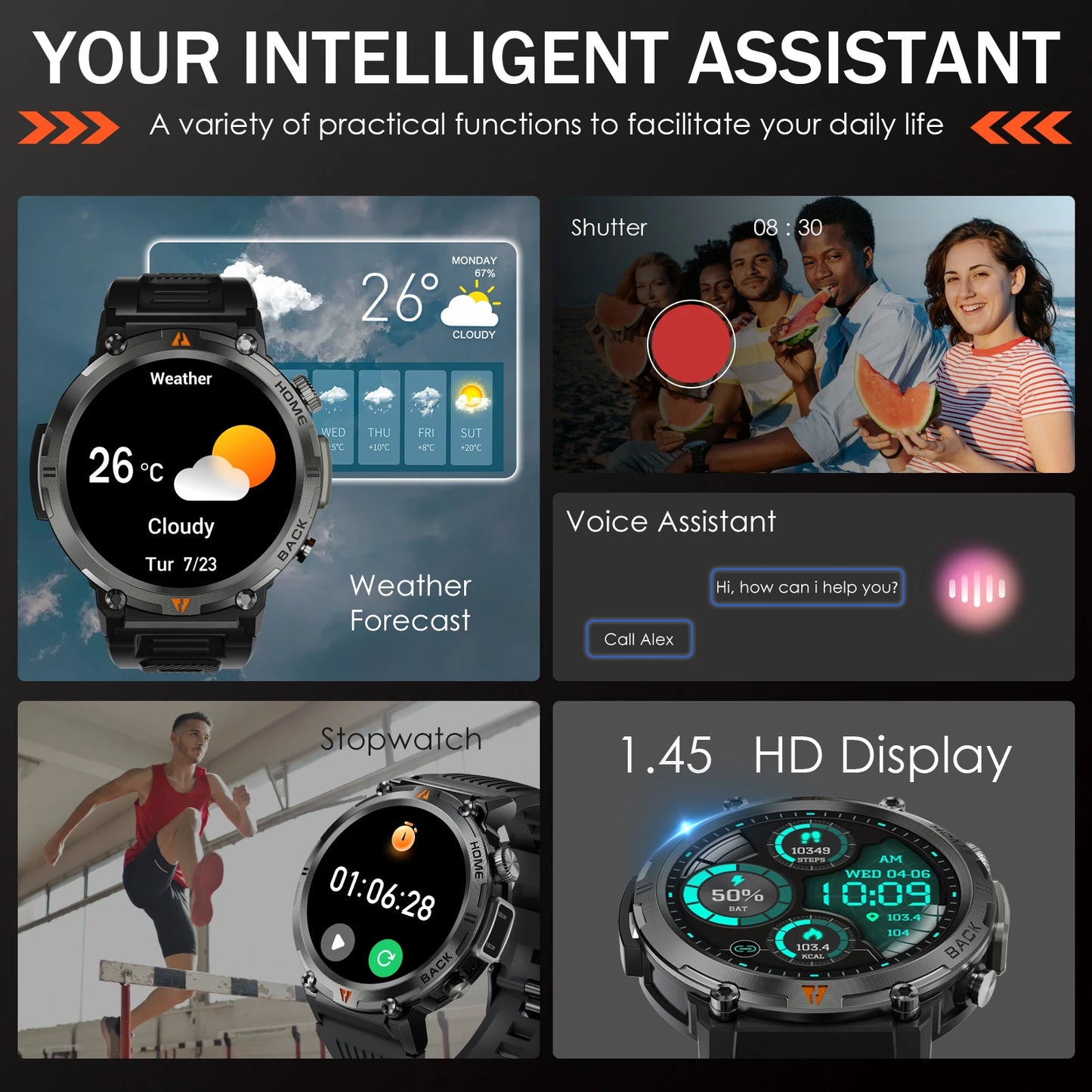KE3 2025 New Bluetooth smartwatch With Flashlight