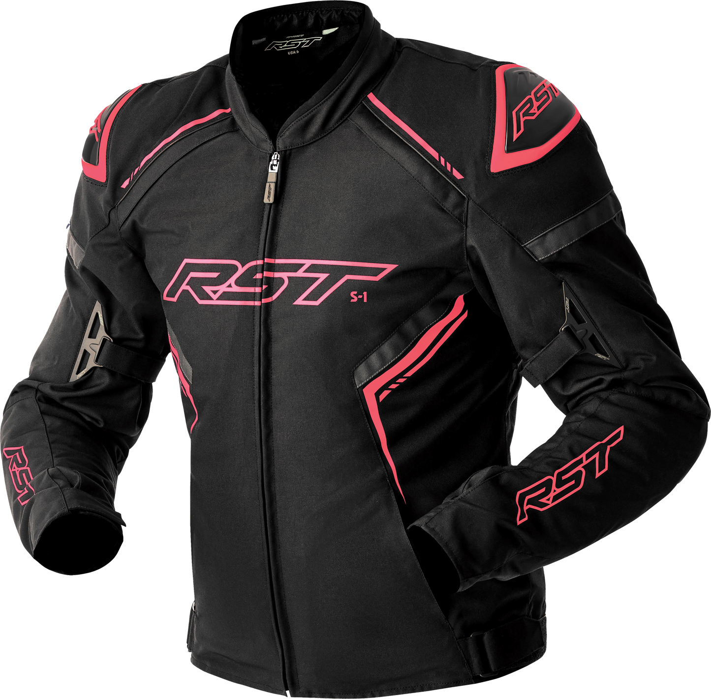 RST Womens S1 D3o Textile Jacket Blk/Flo Pink Sm 556-3629110